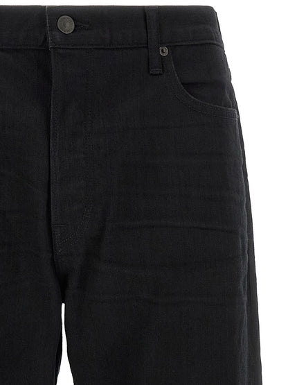 Black Cotton Straight-Leg Jeans