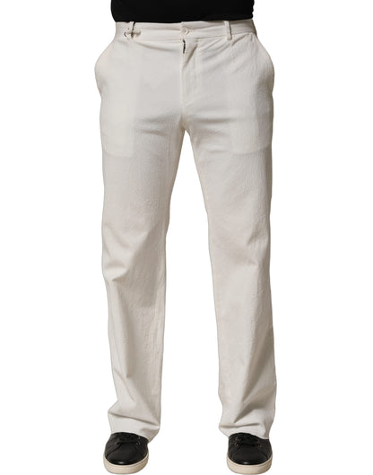 White Cotton StraightLeg Casual Trouser Pants
