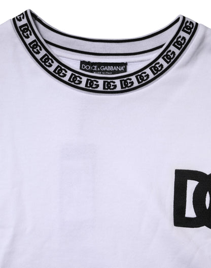 White Cotton DG Crew Neck Sweatshirt Sweater