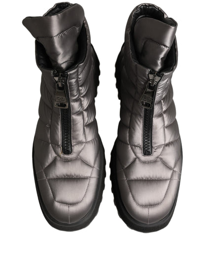 Silver Leather Quilted Men Ankle Boots Shoes