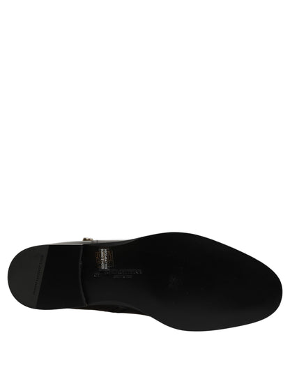 Black Leather Buckle Mid Calf Boots Shoes