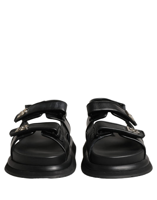 Black DG Logo Sandals Flats Slippers Shoes