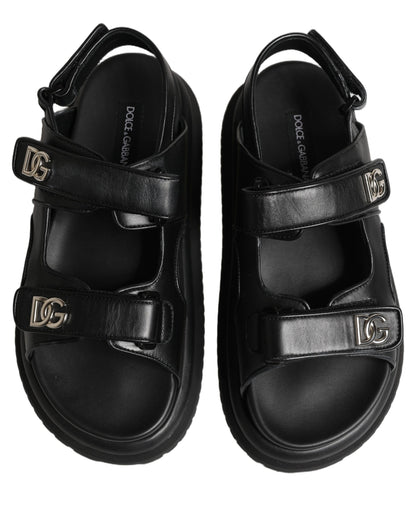 Black DG Logo Sandals Flats Slippers Shoes