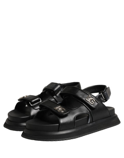 Black DG Logo Sandals Flats Slippers Shoes