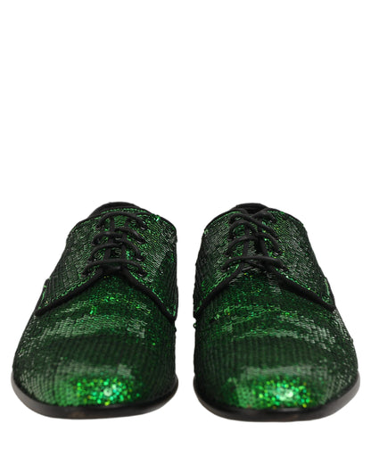 Dress Green Sequined Lace Up Men Derby Shoes