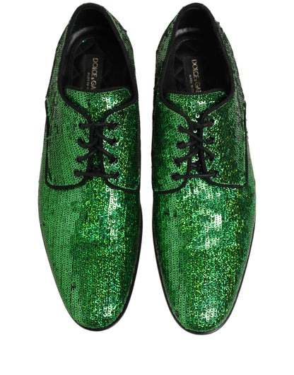 Dress Green Sequined Lace Up Men Derby Shoes