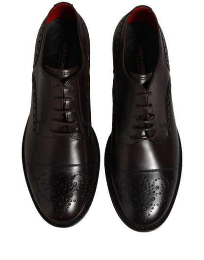 Maroon Calfskin Leather Derby Men Dress Shoes