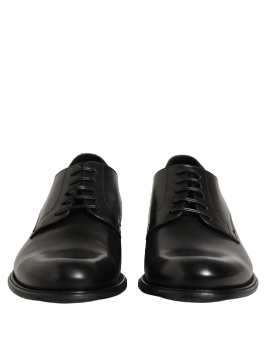 Black Calfskin Leather Derby Men Dress Shoes