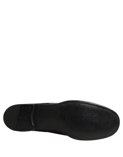Black Calfskin Leather Derby Men Dress Shoes