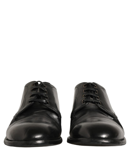 Black Calfskin Leather Derby Men Dress Shoes