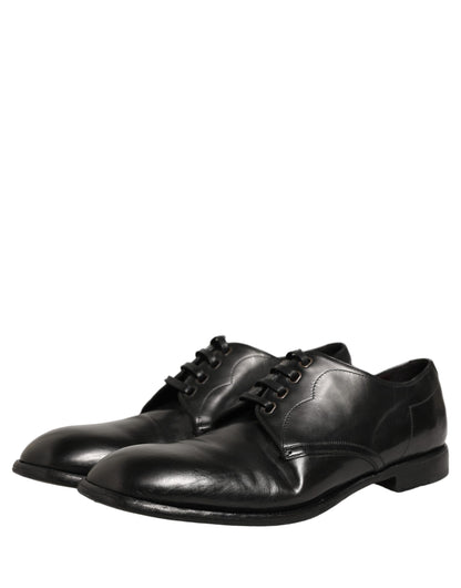 Black Calfskin Leather Derby Men Dress Shoes