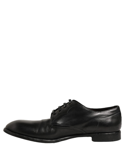 Black Calfskin Leather Derby Men Dress Shoes