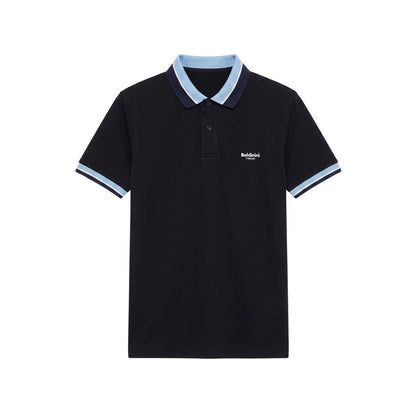 Blue Cotton Men Polo-Shirt