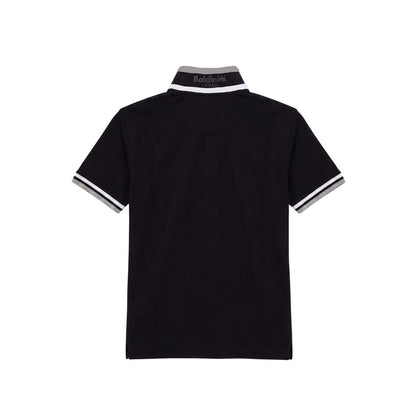 Black Cotton Men Polo