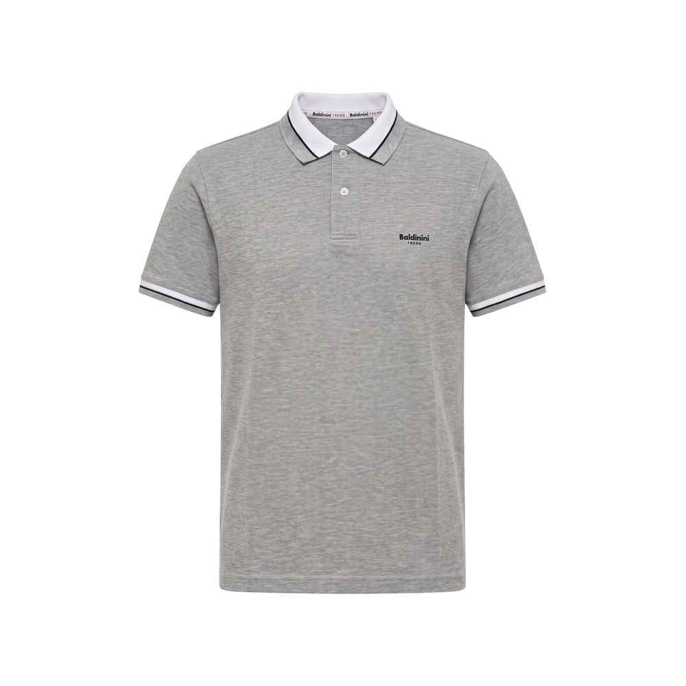 Grey Cotton Men Polo