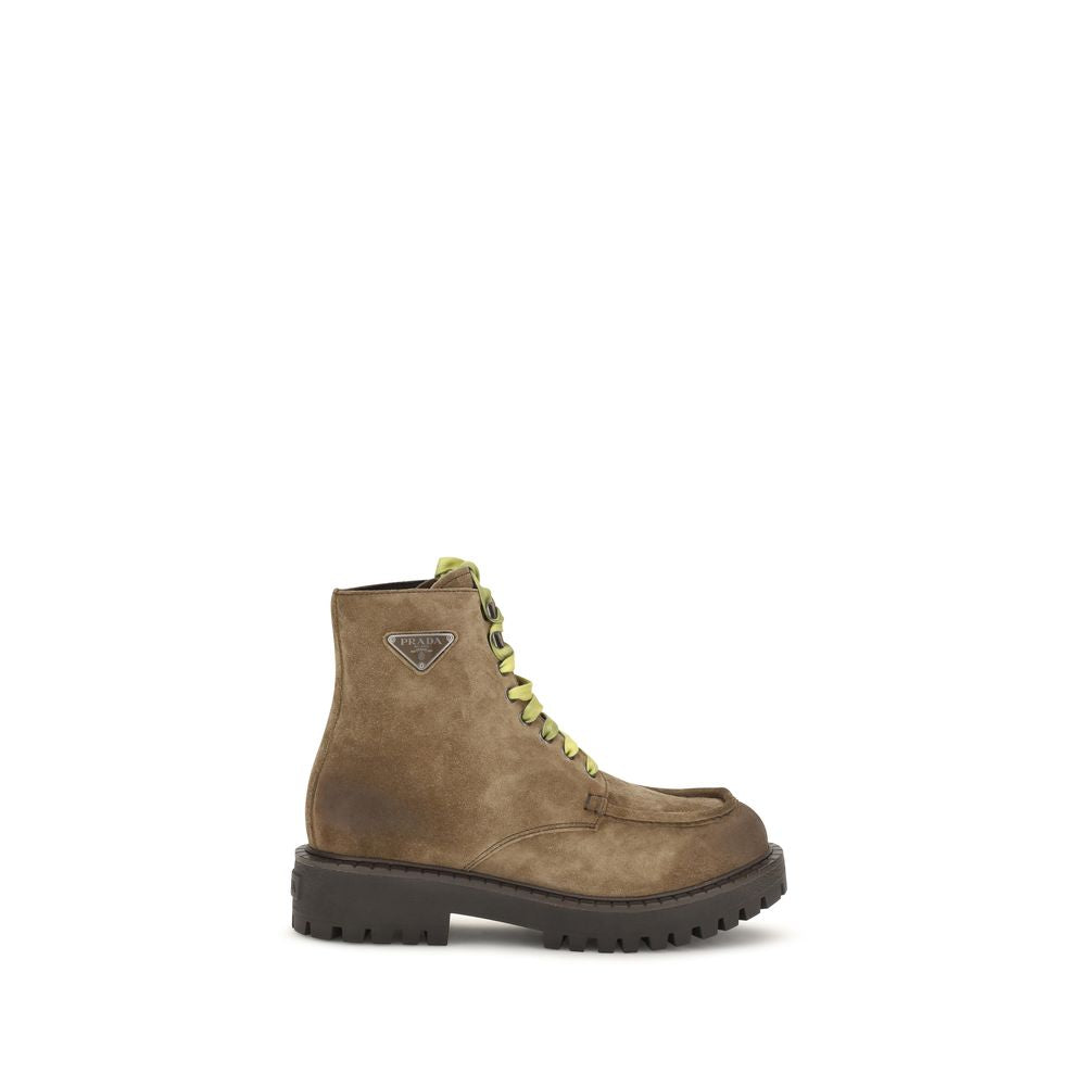 Brown Suede Leather Lace-Up Boots