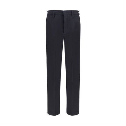 Blue Cotton Casual Pants