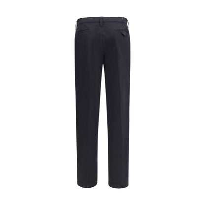 Blue Cotton Casual Pants