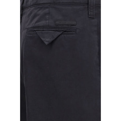 Blue Cotton Casual Pants