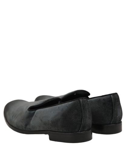 Blue Suede Slip On Men Slippers Loafers Shoes