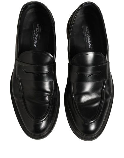 Black Brushed Calf Leather Loafers Shoes