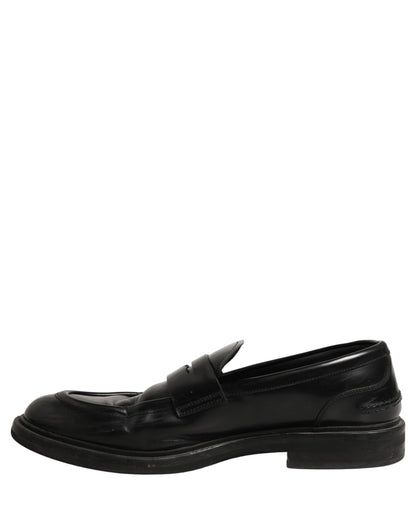 Black Brushed Calf Leather Loafers Shoes
