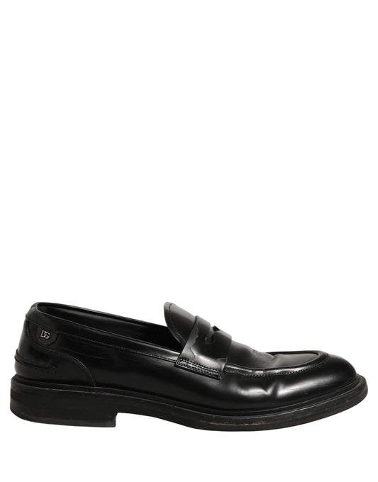 Black Brushed Calf Leather Loafers Shoes