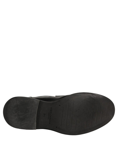 Black Brushed Calf Leather Loafers Shoes