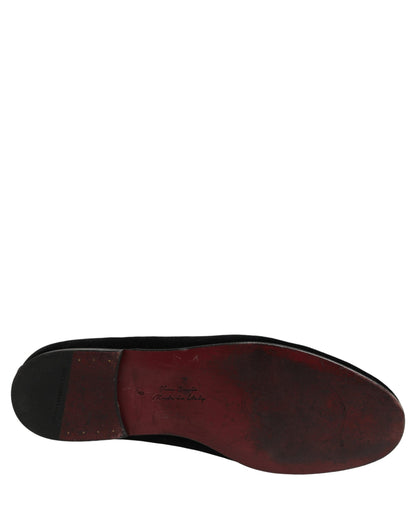 Black Crown Embellished Men Loafers Shoes