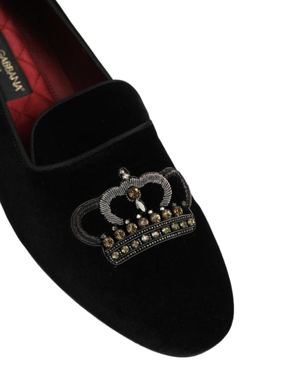 Black Crown Embellished Men Loafers Shoes