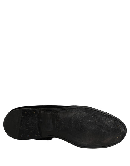 Black Velvet Slip On Slippers Loafers Shoes