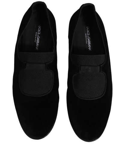 Black Velvet Slip On Slippers Loafers Shoes