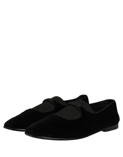 Black Velvet Slip On Slippers Loafers Shoes