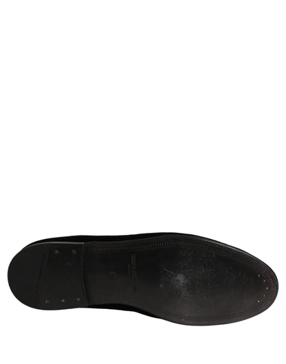 Black Crown Embellished Men Loafers Shoes