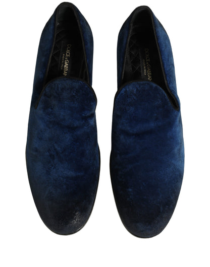 Blue Suede Slip On Men Slippers Loafers Shoes
