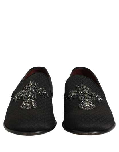 Black Suede Cross Slip On Men Loafers Shoes