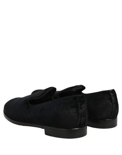 Black Suede Slip On Slippers Loafers Shoes