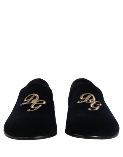 Black Suede DG Logo Slippers Men Loafers Shoes