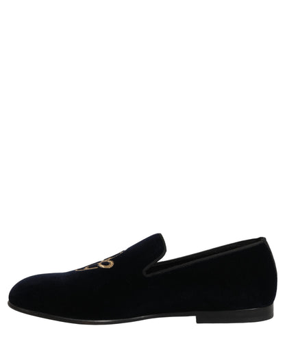 Black Suede DG Logo Slippers Men Loafers Shoes