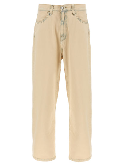 Beige Cotton Straight-Leg Jeans