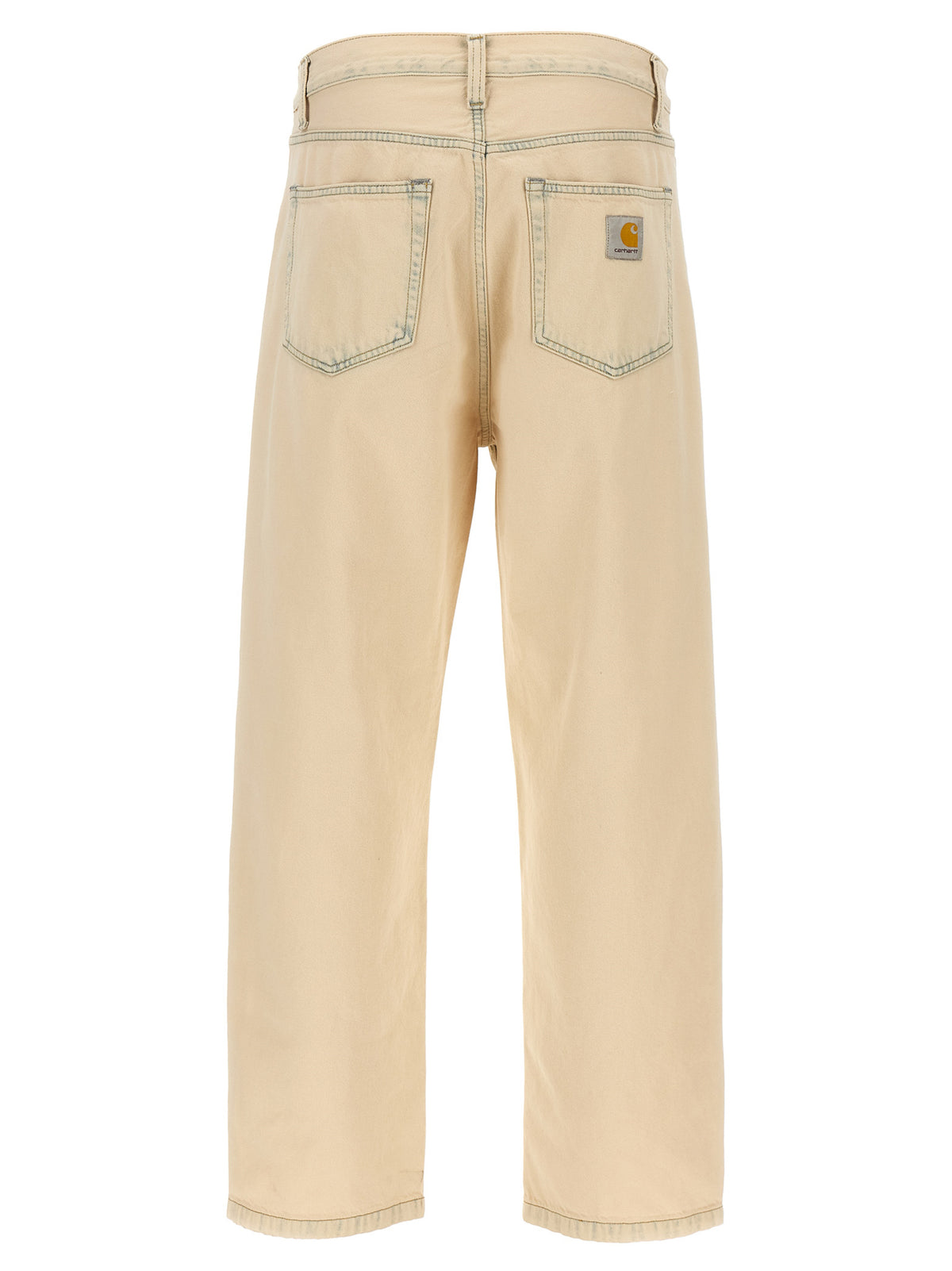 Beige Cotton Straight-Leg Jeans
