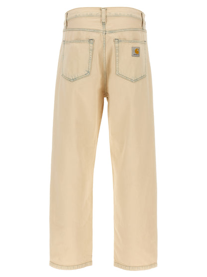 Beige Cotton Straight-Leg Jeans
