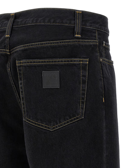 Black Cotton Tapered Jeans