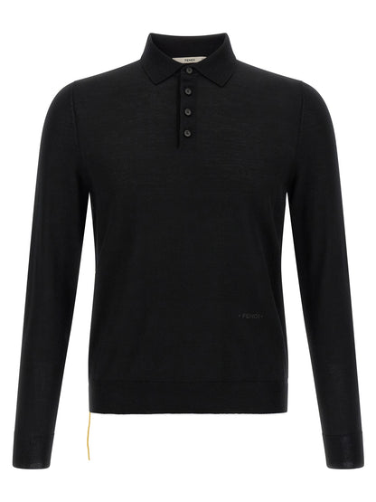 Black Virgin Wool Polo Shirt