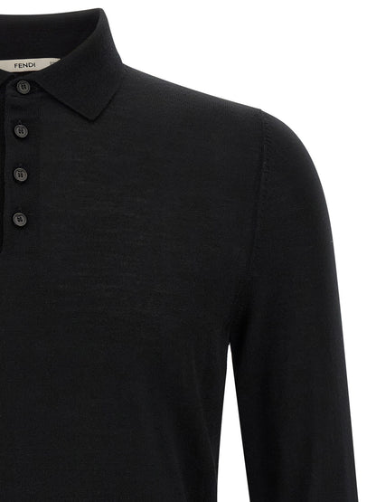 Black Virgin Wool Polo Shirt