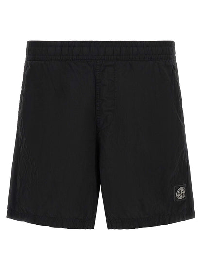 Black Polyamide Cargo Shorts