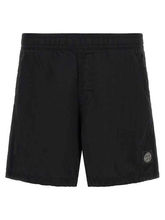 Black Polyamide Cargo Shorts