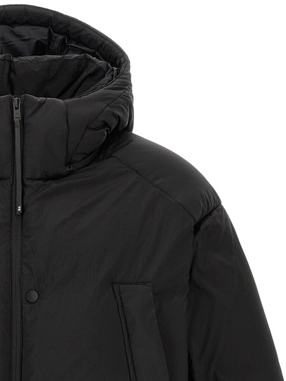 Black Recycled Polyamide Full-Length Jacket