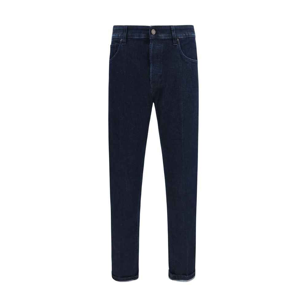 Blue Cotton Tapered Jeans