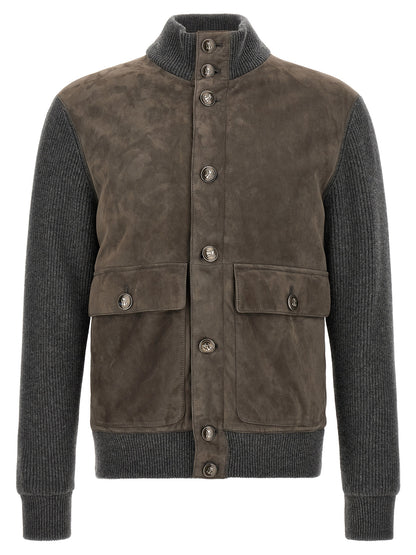 Gray Lamb Leather Leather Jacket